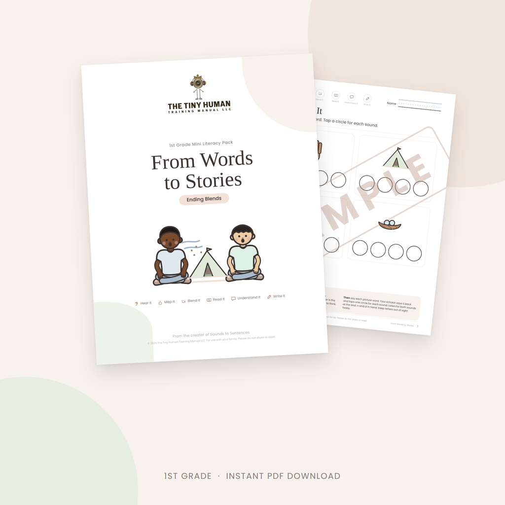 First  Grade Mini Literacy Pack: From Words to Stories (Ending Blends)