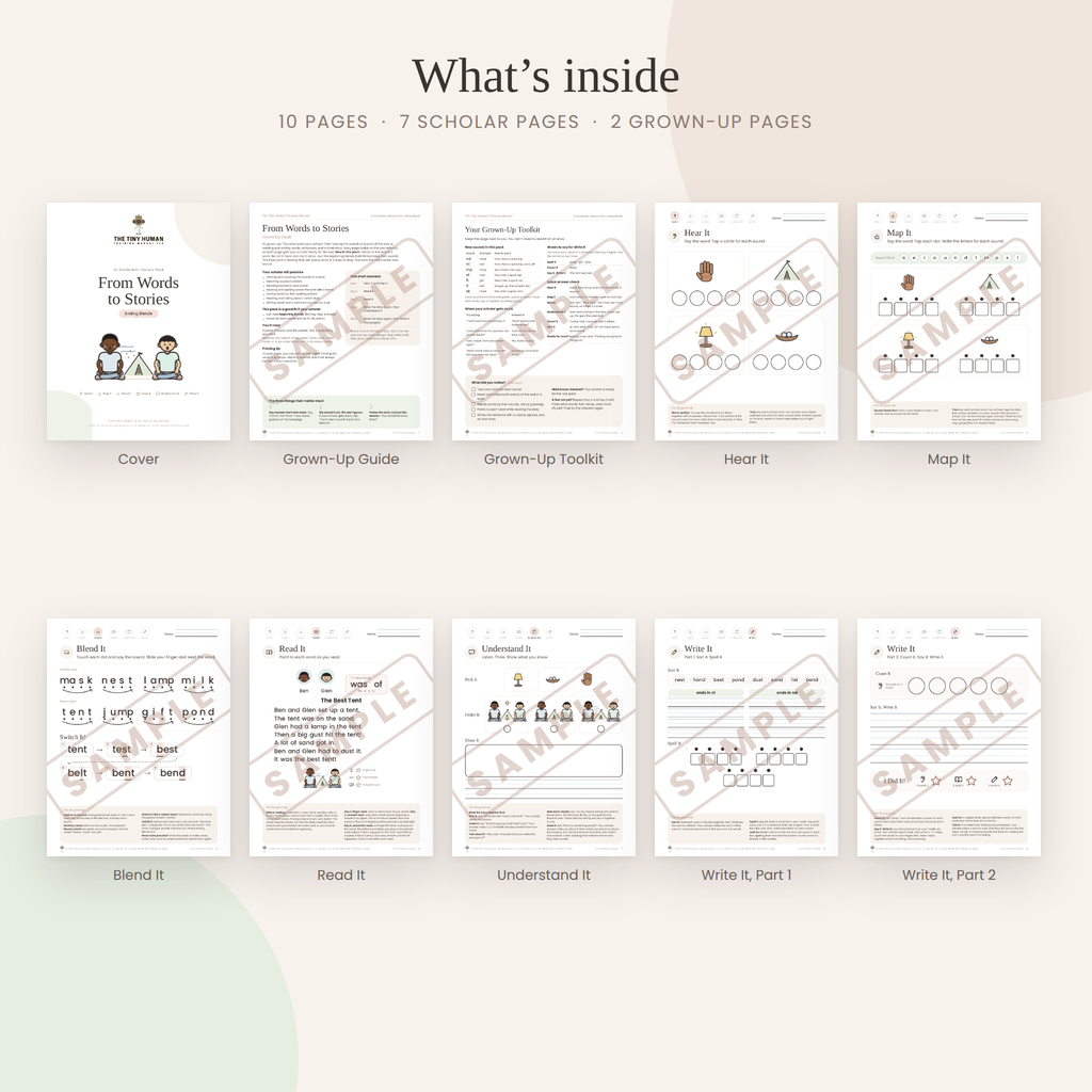 First  Grade Mini Literacy Pack: From Words to Stories (Ending Blends)