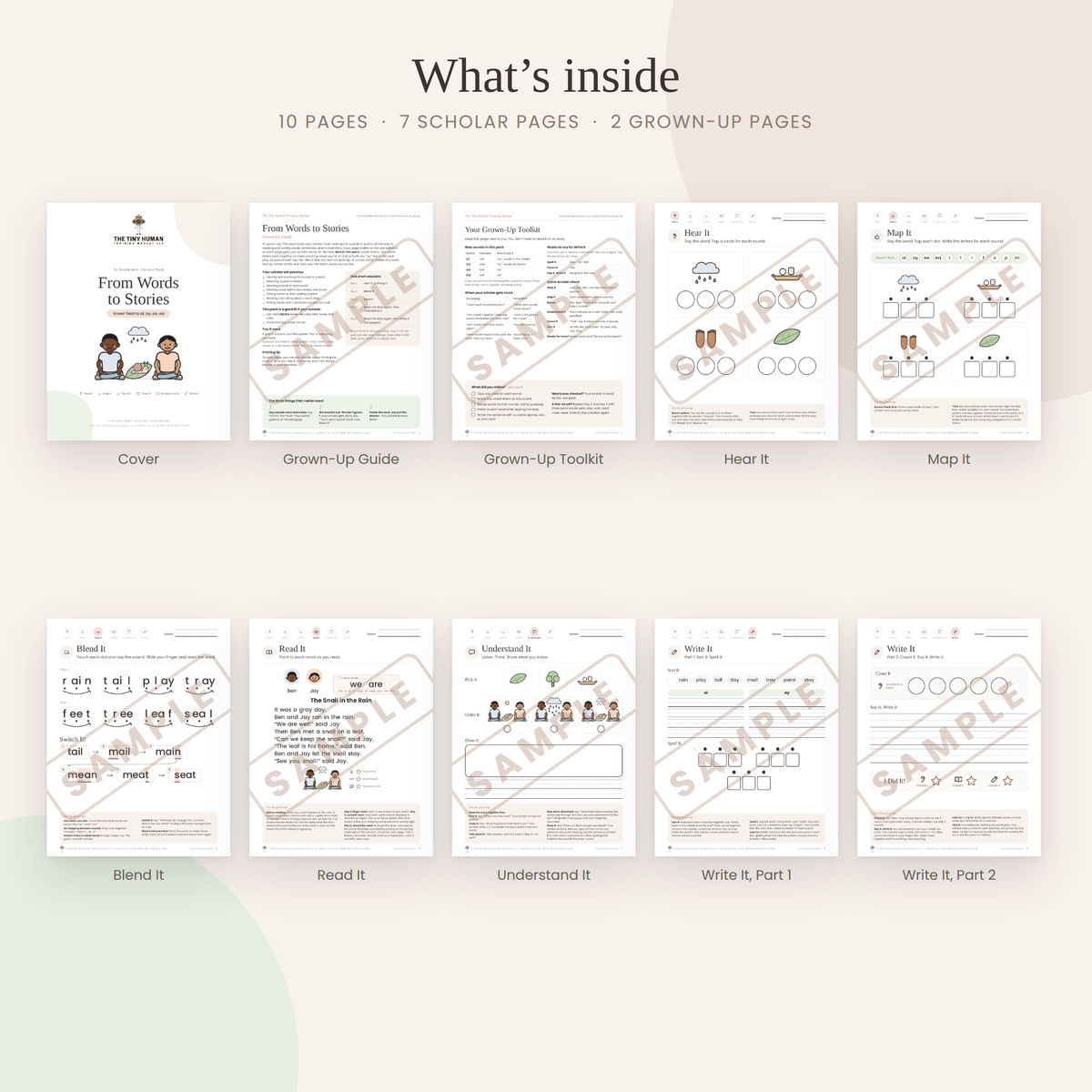 First Grade Mini Literacy Pack: From Words to Stories (Vowel Teams ai, ay, ee, ea)