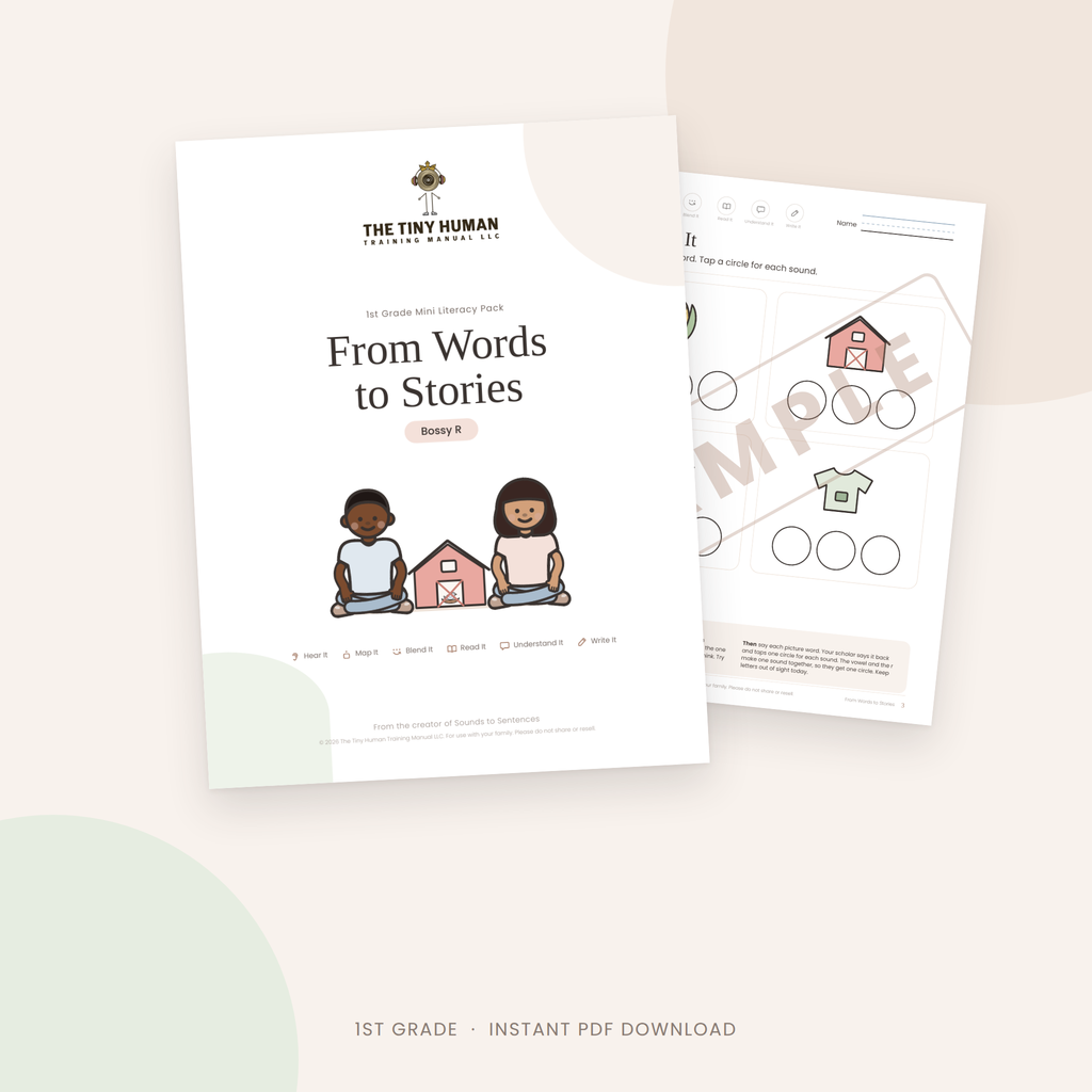First  Grade Mini Literacy Pack: From Words to Stories (Bossy R)