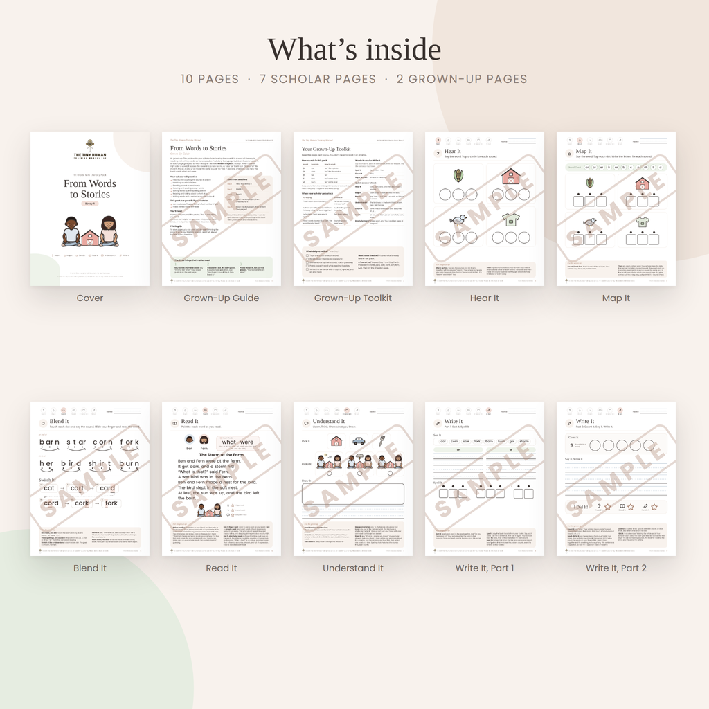 First  Grade Mini Literacy Pack: From Words to Stories (Bossy R)