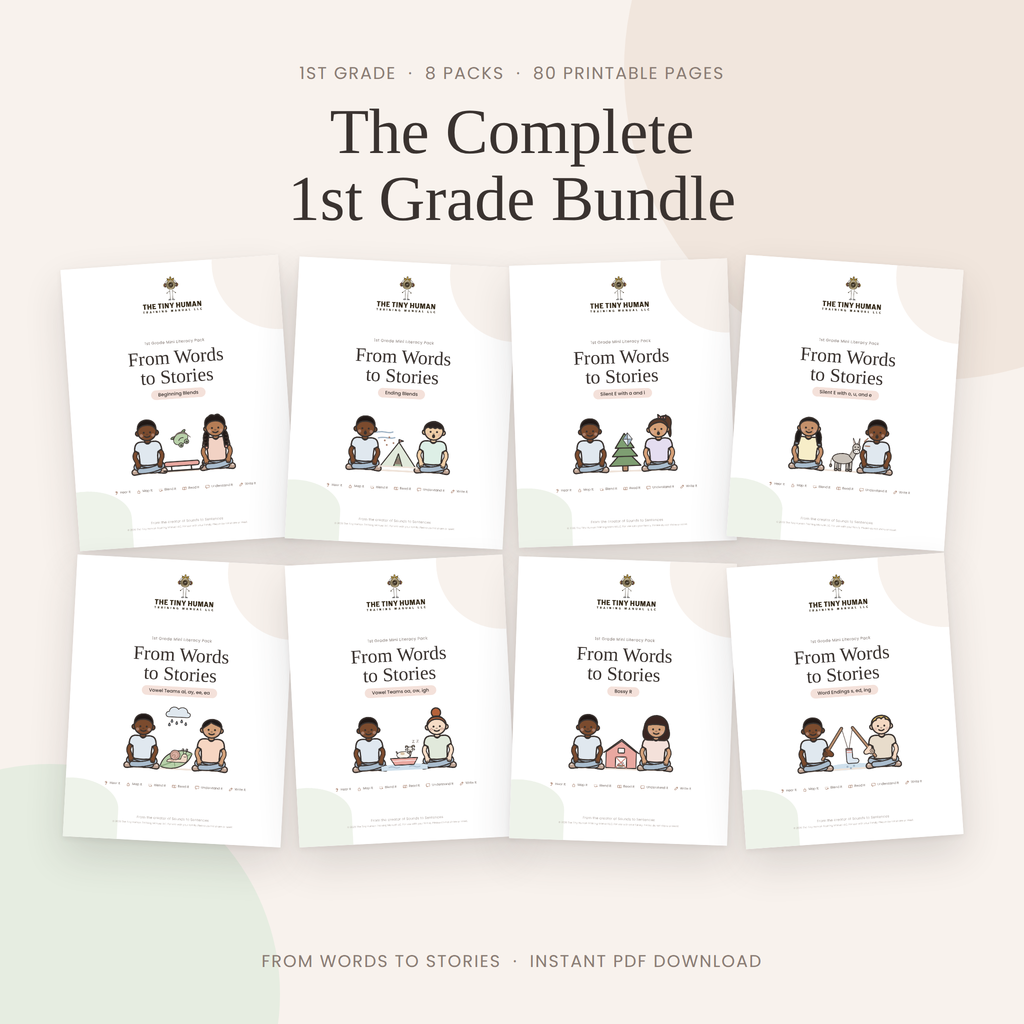 First Grade Mini Literacy Pack Bundle: From Words to Stories (Complete First Grade Bundle)