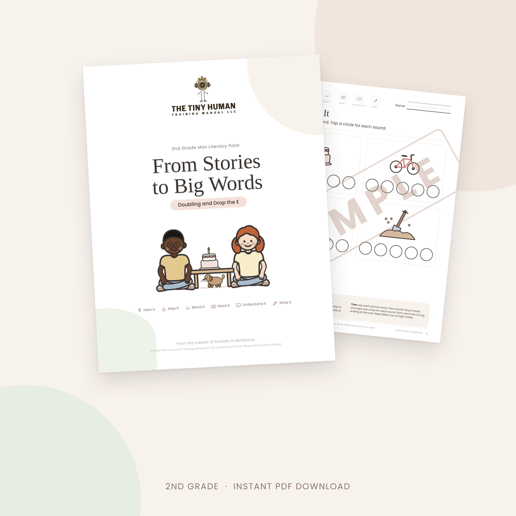 Second Grade Mini Literacy Pack: From Stories to Big Words (Doubling and Drop the E)