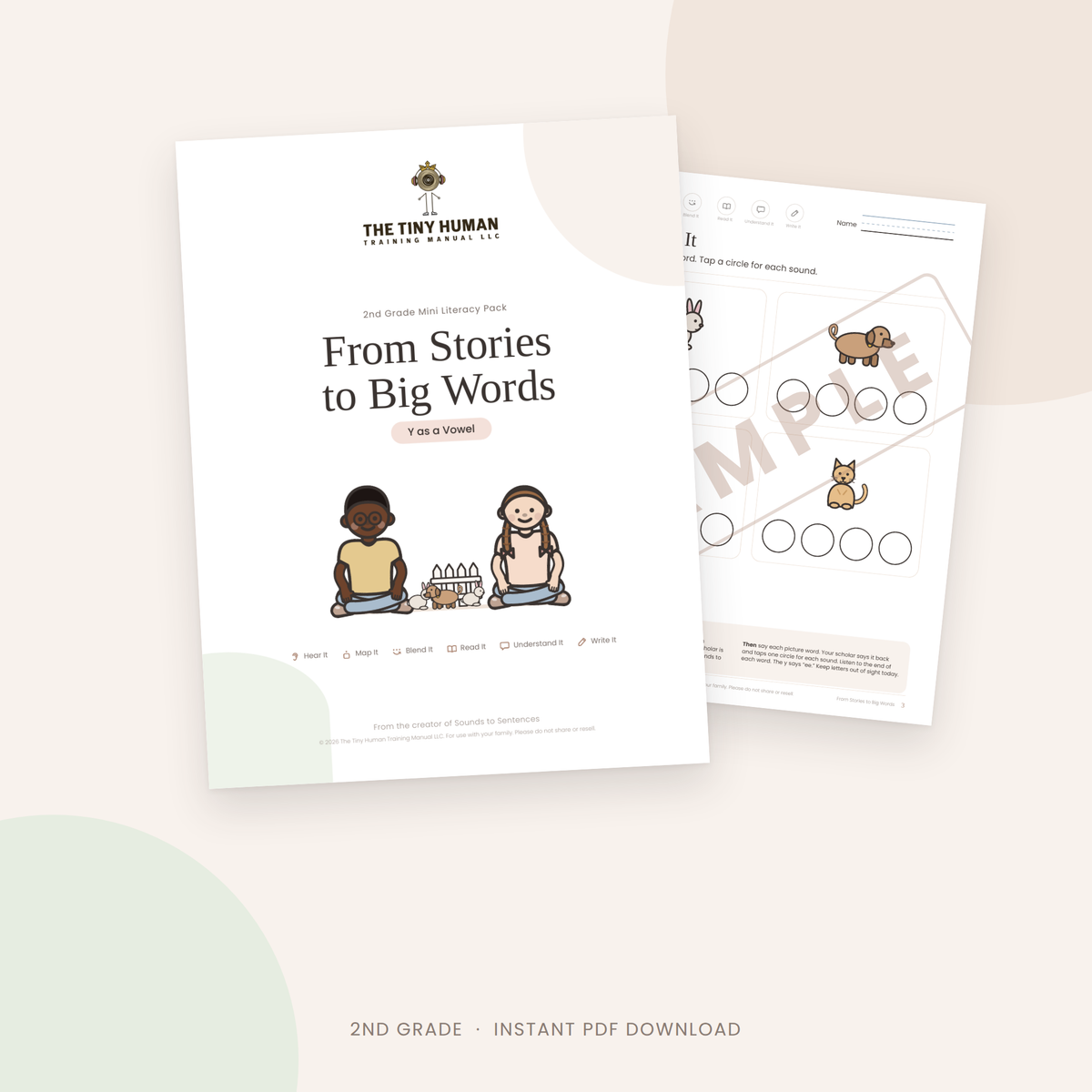 Second Grade Mini Literacy Pack: From Stories to Big Words (Y as a Vowel)