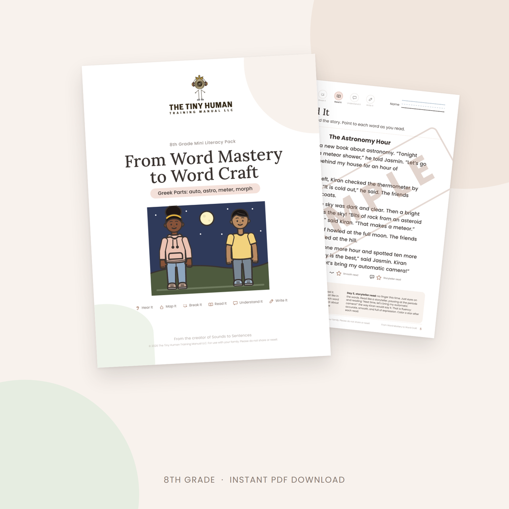 Eighth Grade Mini Literacy Pack: From Word Mastery to Word Craft (Greek Parts: auto, astro, meter, morph)