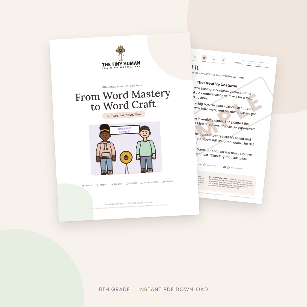 Eighth Grade Mini Literacy Pack: From Word Mastery to Word Craft (Suffixes: ive, ative, itive)