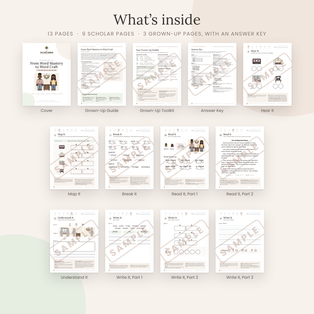 Eighth Grade Mini Literacy Pack: From Word Mastery to Word Craft (French Spellings: que, ique, ette, age)