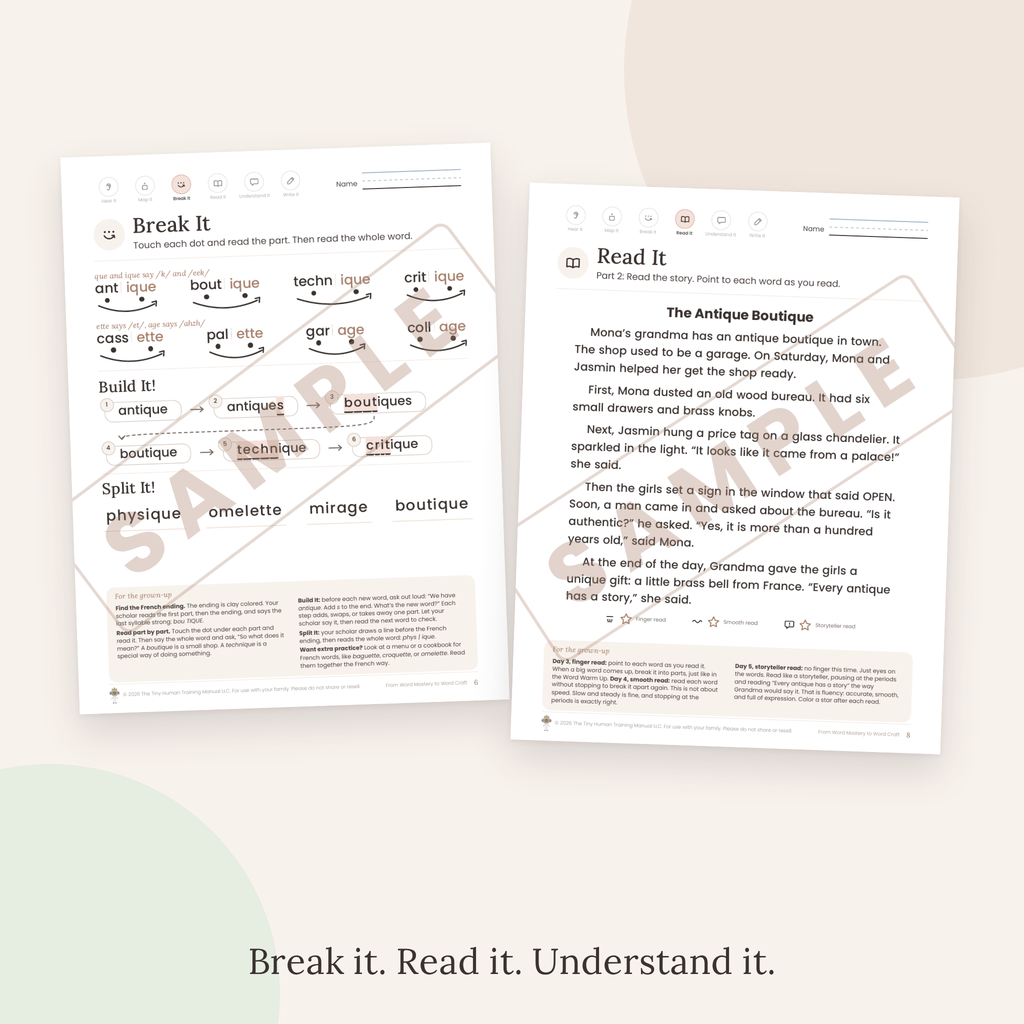 Eighth Grade Mini Literacy Pack: From Word Mastery to Word Craft (French Spellings: que, ique, ette, age)