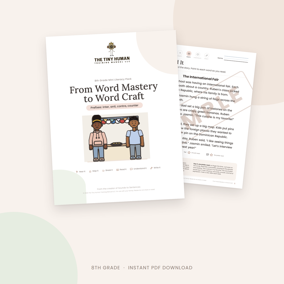Eighth Grade Mini Literacy Pack: From Word Mastery to Word Craft (Prefixes: inter, anti, contra, counter)