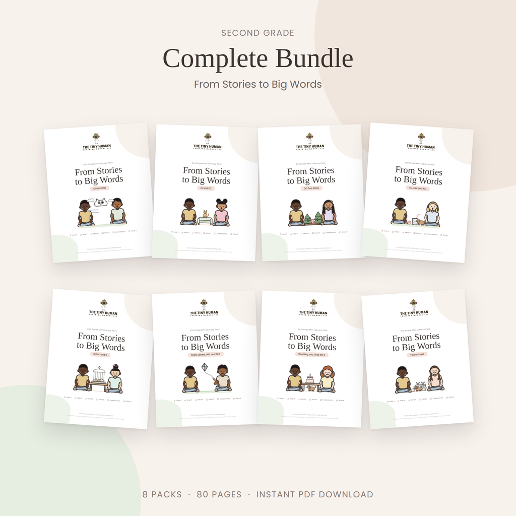 Complete Second Grade Bundle: From Stories to Big Words (8 Mini Literacy Packs)