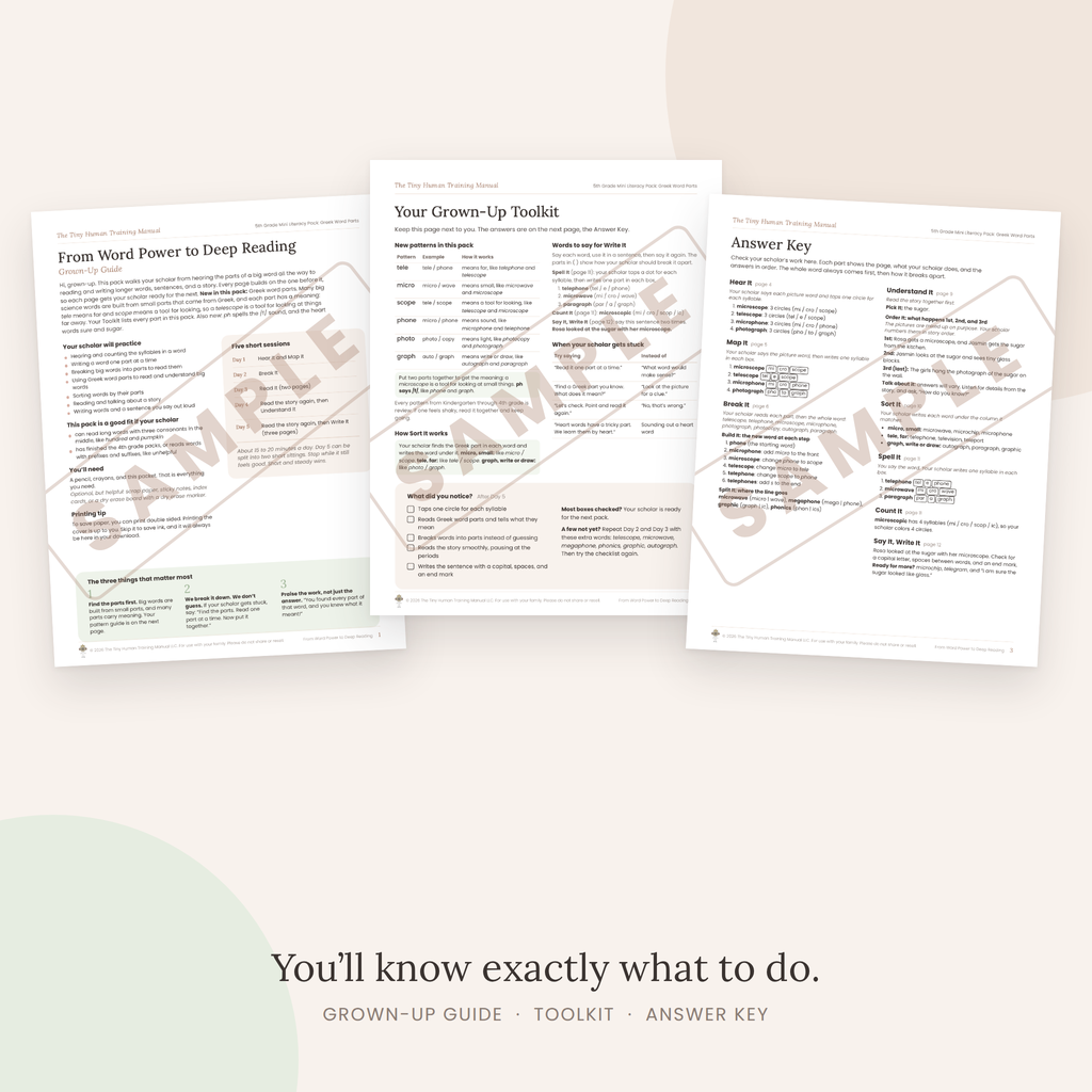 Fifth Grade Mini Literacy Pack: From Word Power to Deep Reading (Greek Word Parts)