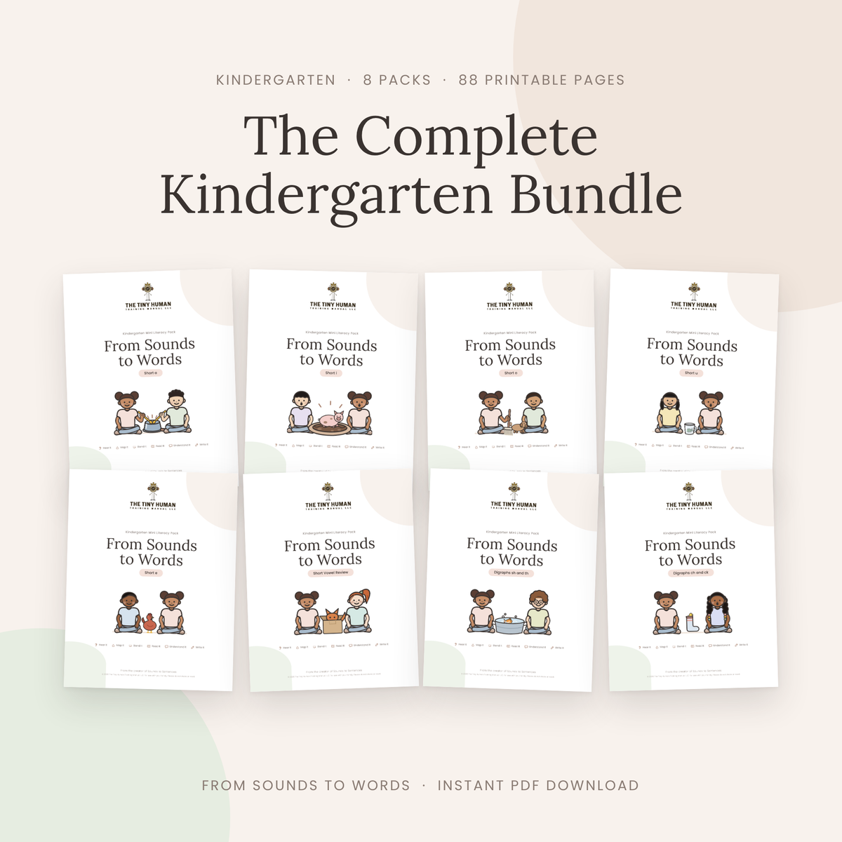 Complete Kindergarten Bundle: From Sounds to Words (All 8 Packs)