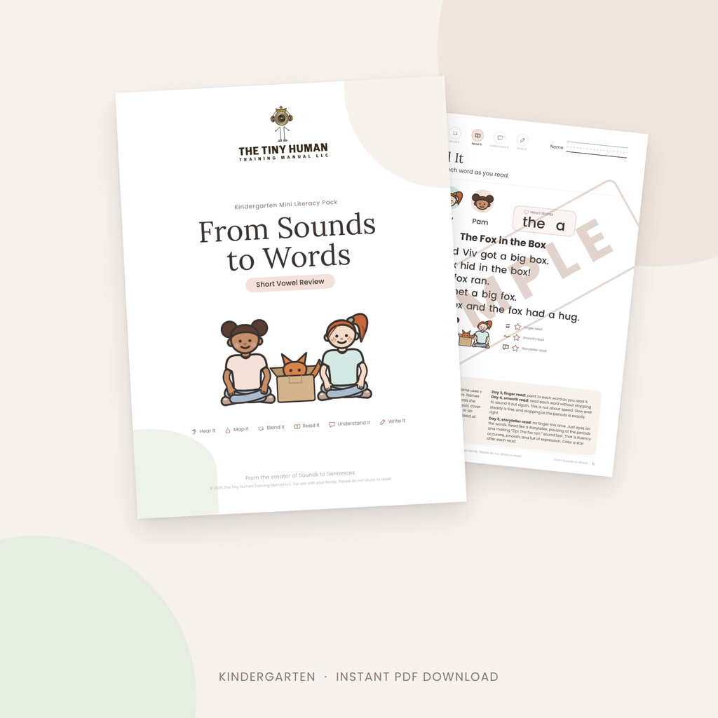 Kindergarten Mini Literacy Pack: From Sounds to Words (Short Vowel Review)