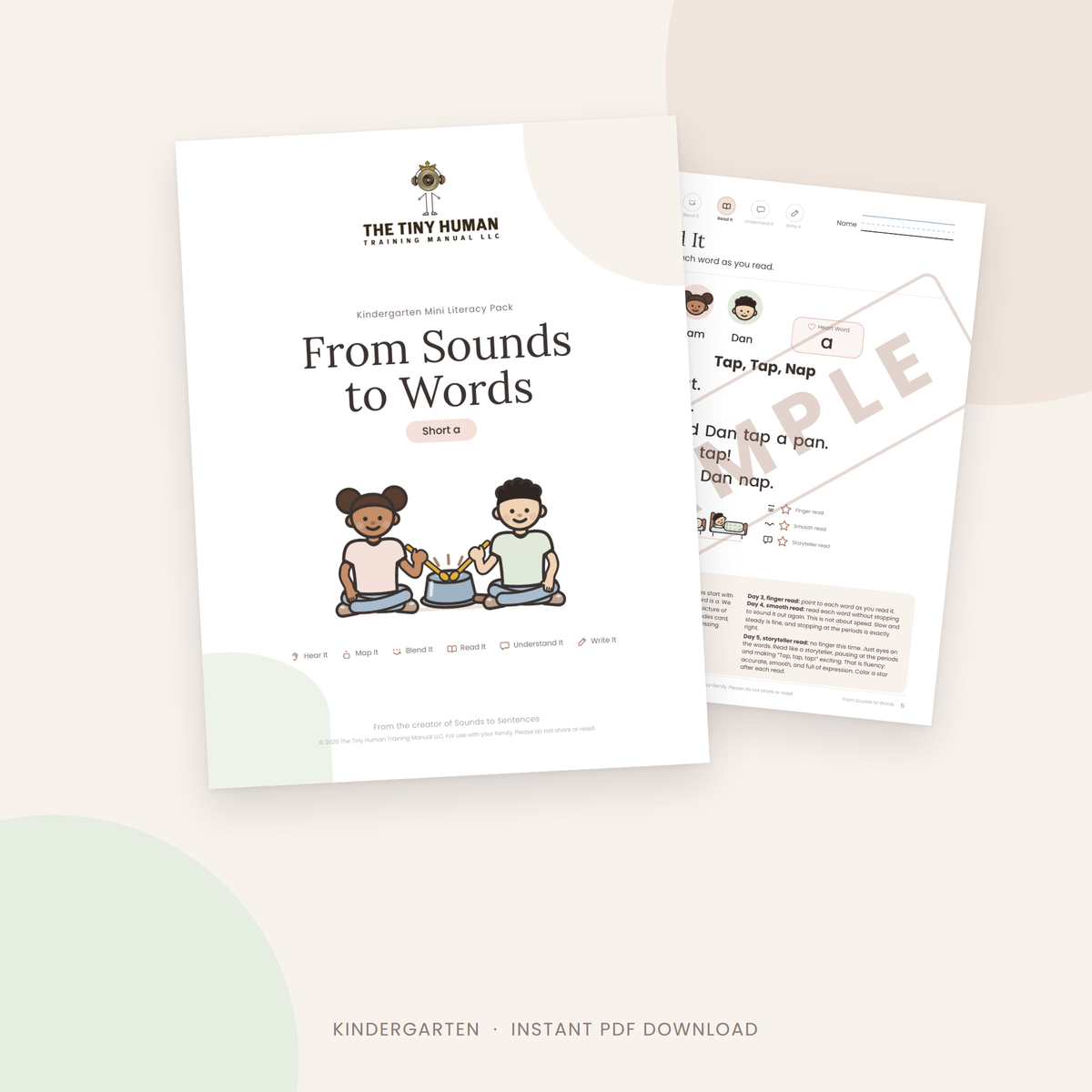 Kindergarten Mini Literacy Pack: From Sounds to Words (Short a)