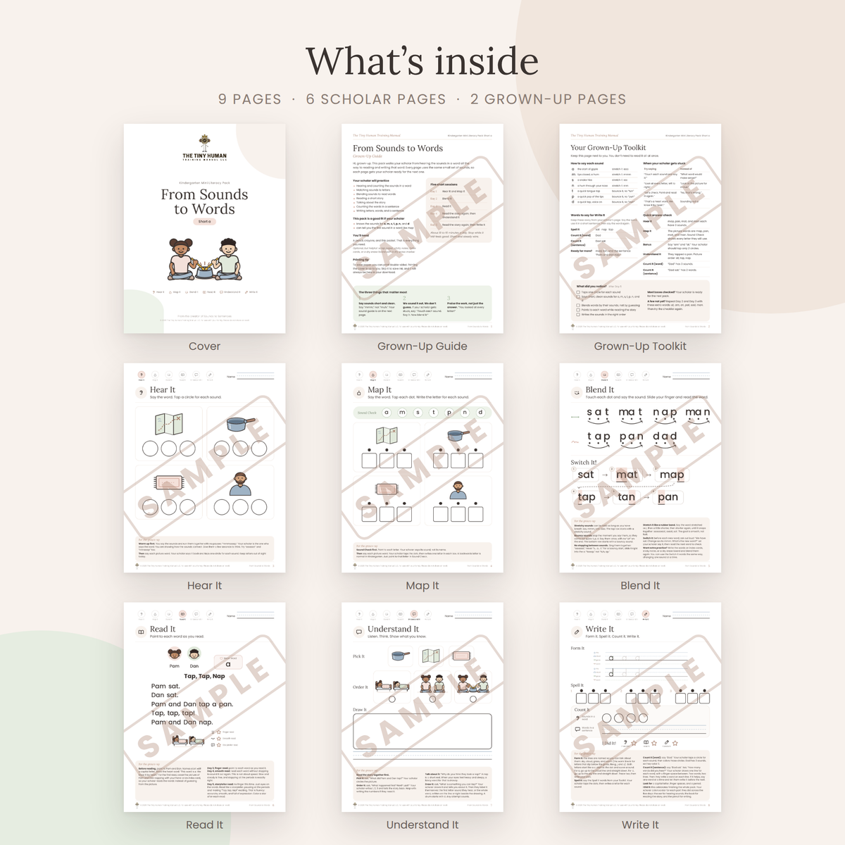 Kindergarten Mini Literacy Pack: From Sounds to Words (Short a)