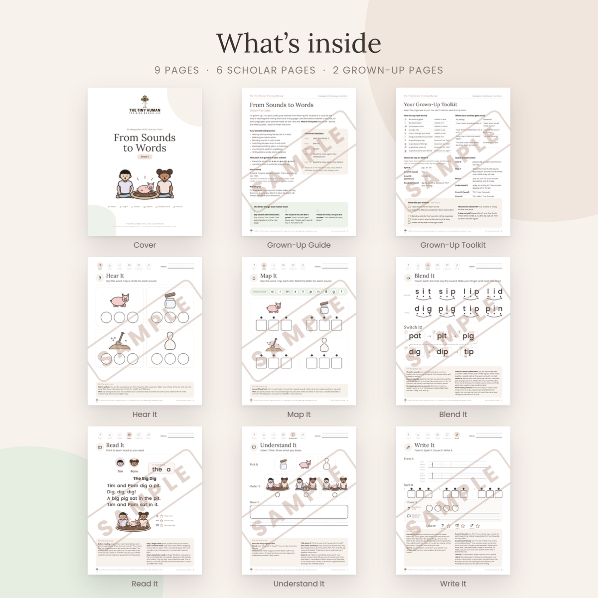 Kindergarten Mini Literacy Pack: From Sounds to Words (Short i)