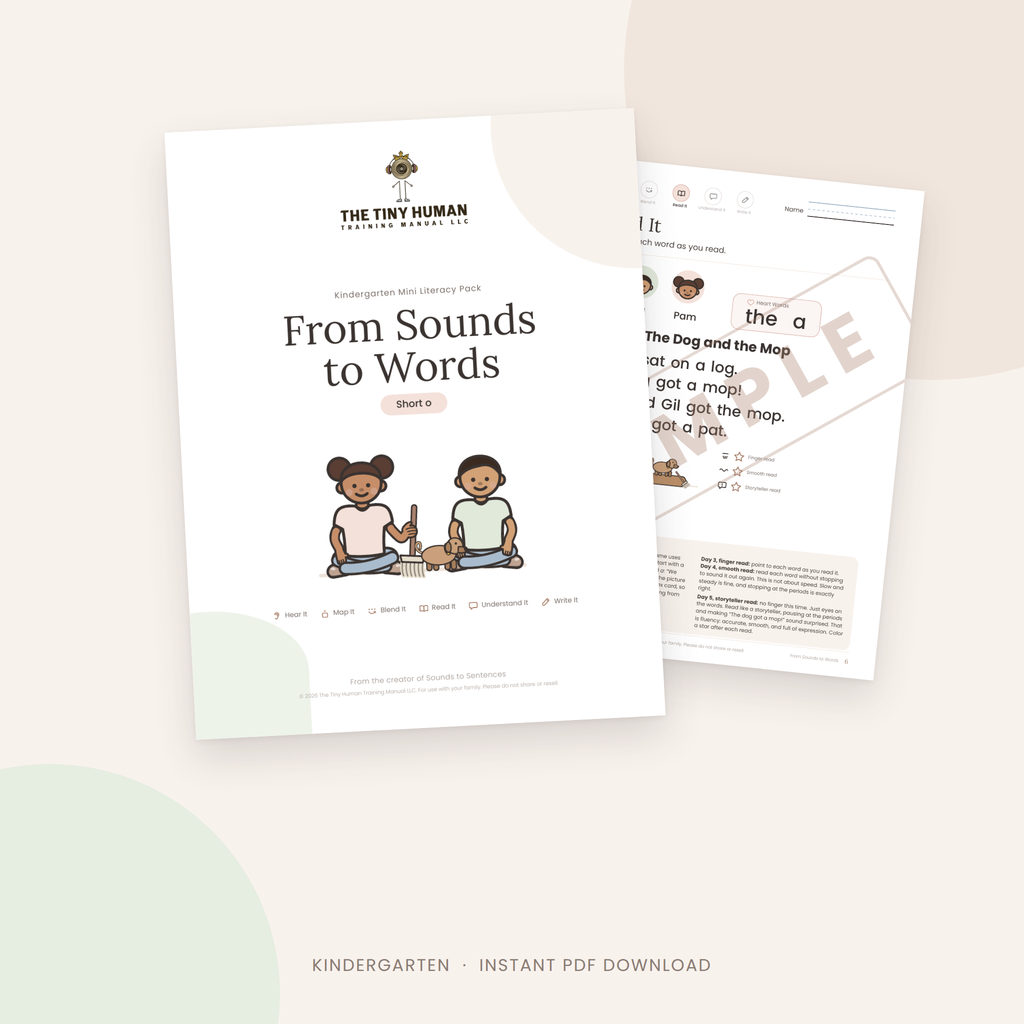 Kindergarten Mini Literacy Pack: From Sounds to Words (Short o)