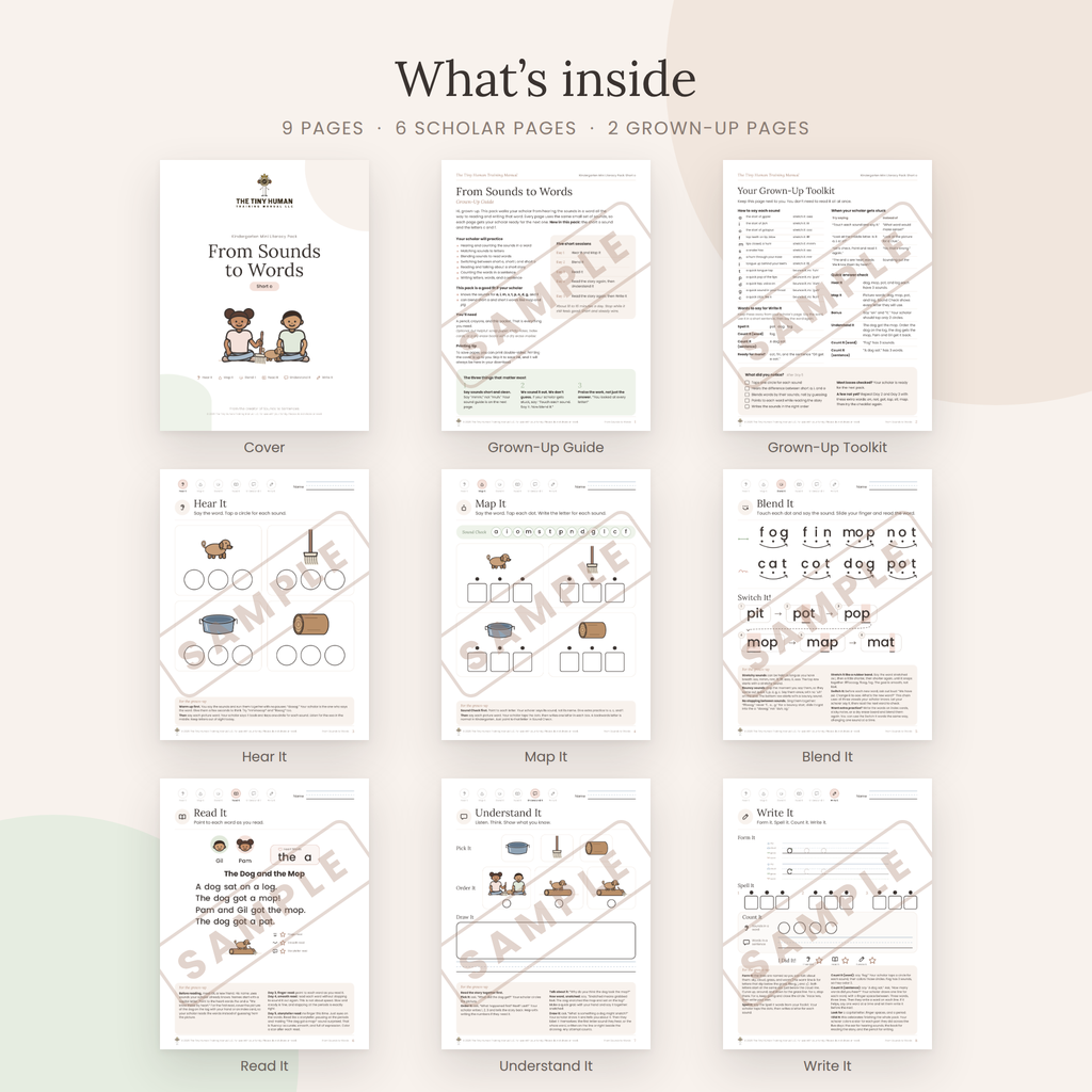 Kindergarten Mini Literacy Pack: From Sounds to Words (Short o)