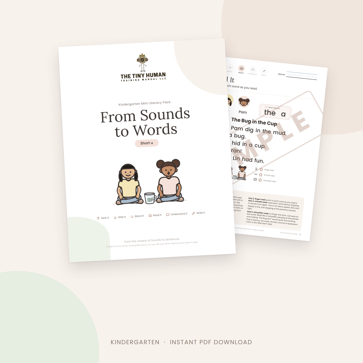 Kindergarten Mini Literacy Pack: From Sounds to Words (Short u)