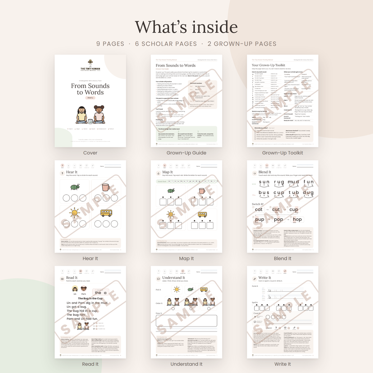 Kindergarten Mini Literacy Pack: From Sounds to Words (Short u)