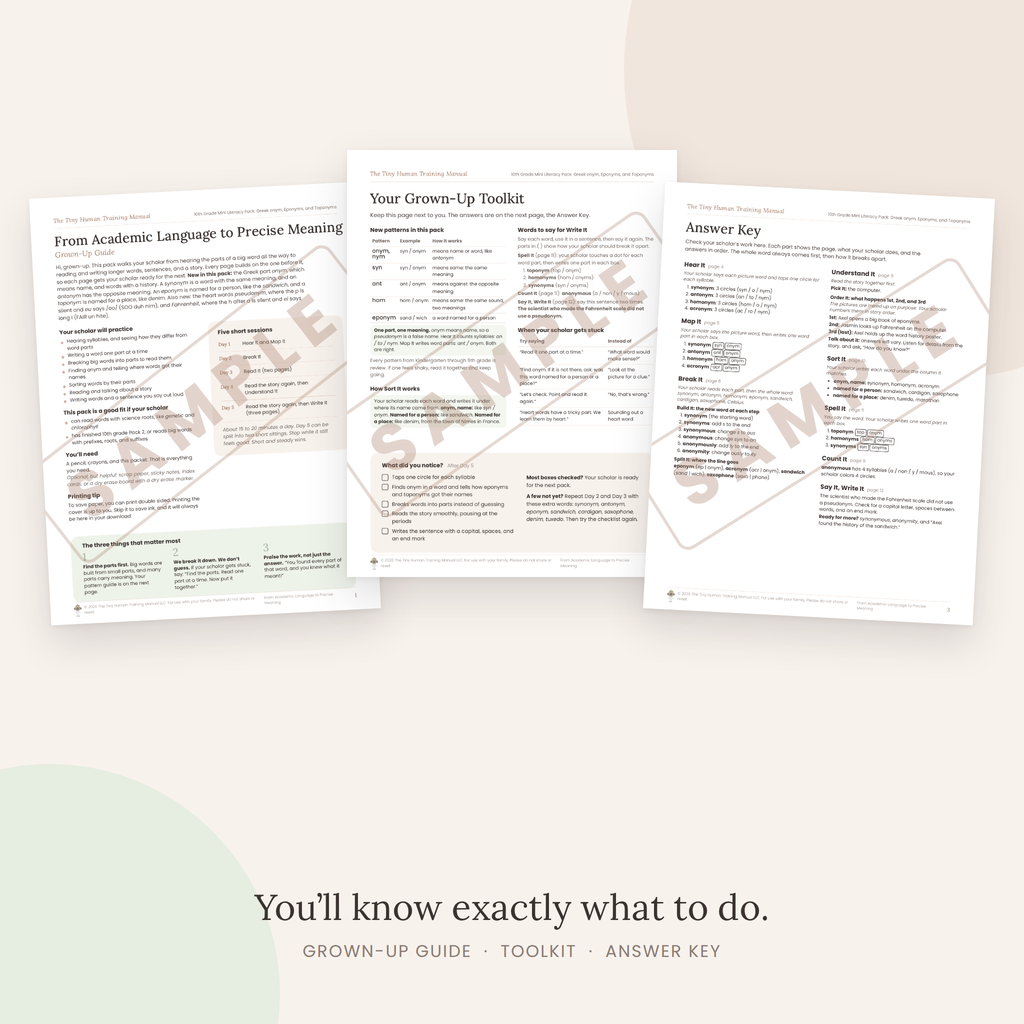 Tenth Grade Mini Literacy Pack: From Academic Language to Precise Meaning (Greek onym, Eponyms, and Toponyms)