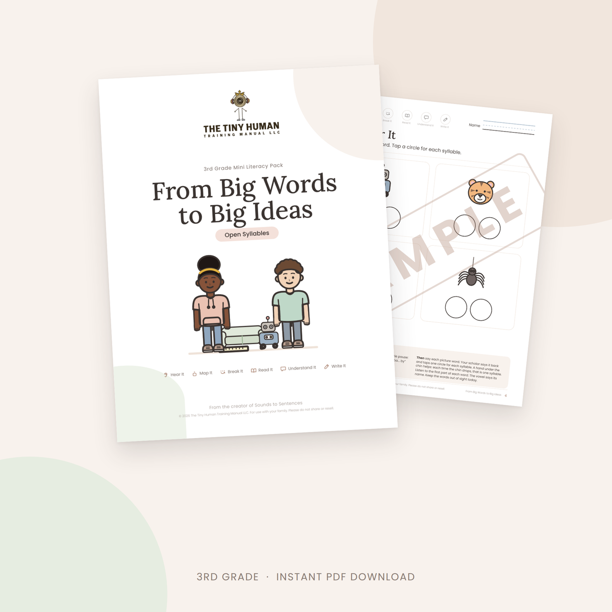 Third Grade Mini Literacy Pack: From Big Words to Big Ideas (Open Syllables)