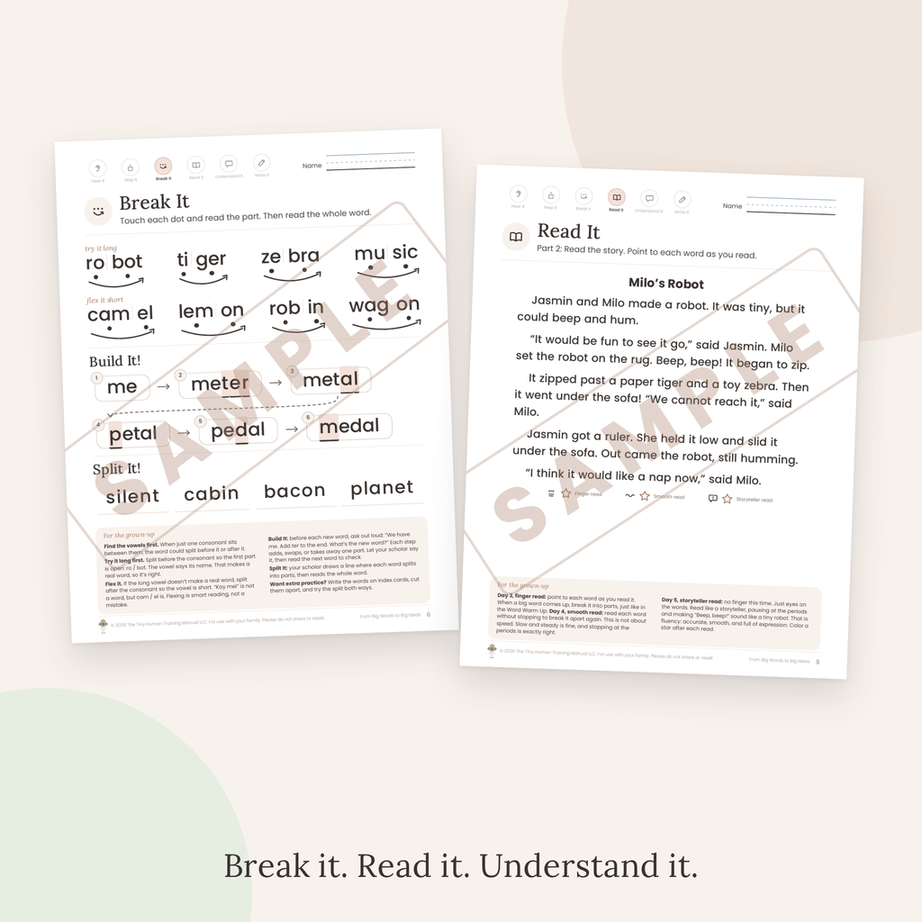 Third Grade Mini Literacy Pack: From Big Words to Big Ideas (Open Syllables)