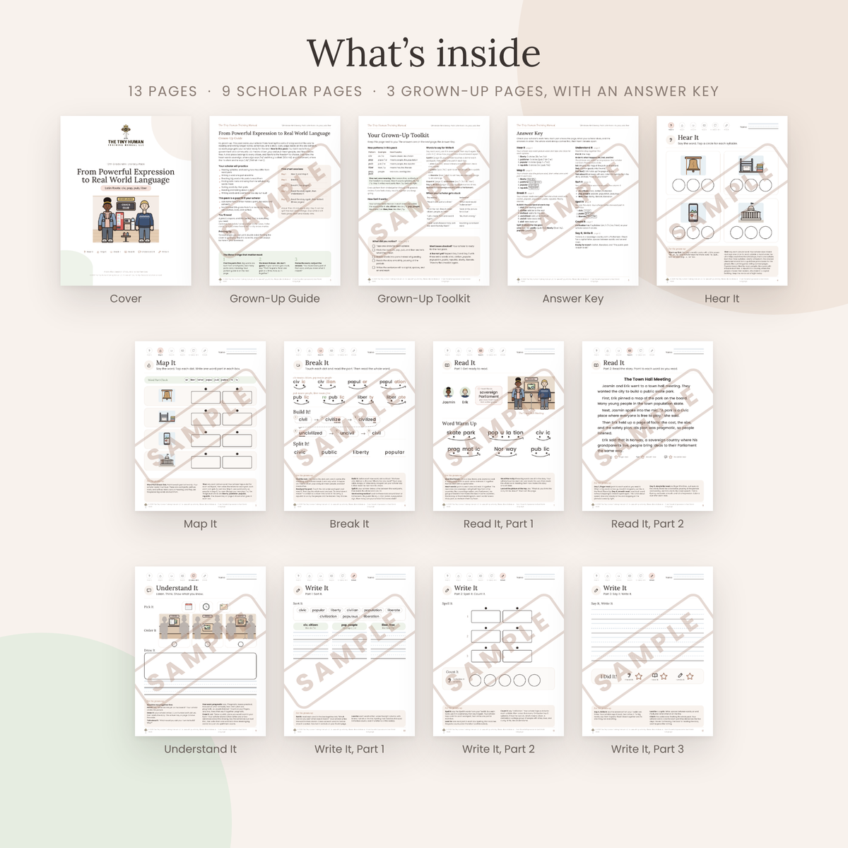 Twelfth Grade Mini Literacy Pack: From Powerful Expression to Real World Language (Latin Roots: civ, pop, pub, liber)