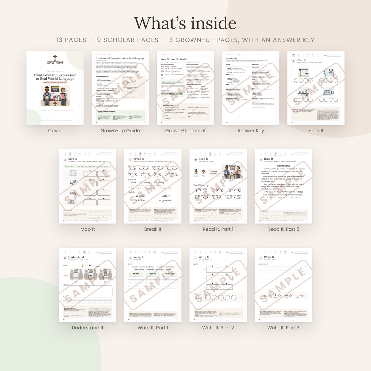 Twelfth Grade Mini Literacy Pack: From Powerful Expression to Real World Language (Roots of Work: oper, ergo, techn, fac)